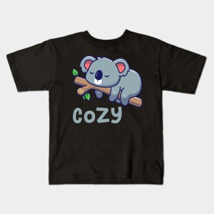 Cute Cozy Koala Sleeping On Tree Kids T-Shirt